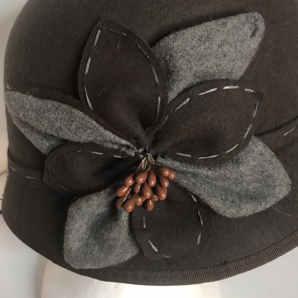 Scala Collezione Wool Cloche Hat With Floral Deco… - image 3